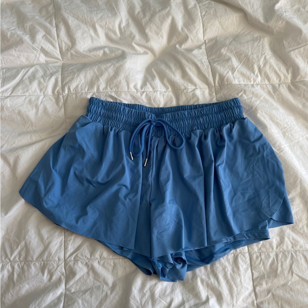 Ultra Flirt Blue Athletic Shorts XS | Built-In Liner, Tie Front